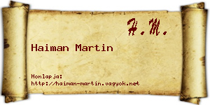 Haiman Martin névjegykártya